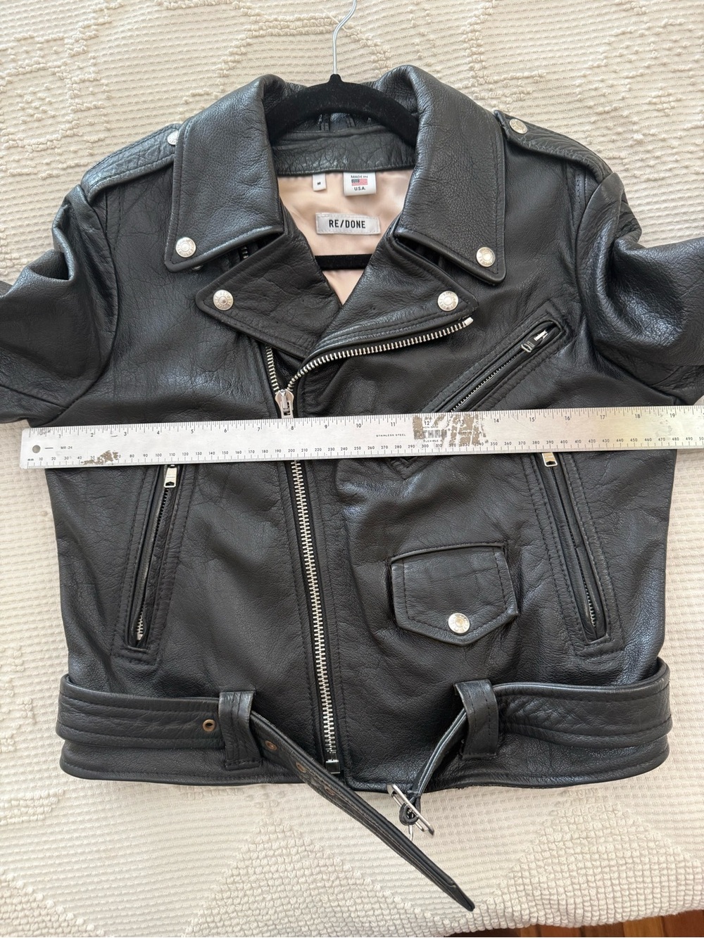Re/Done Black Leather Moto Jacket - Picture 16 of 17